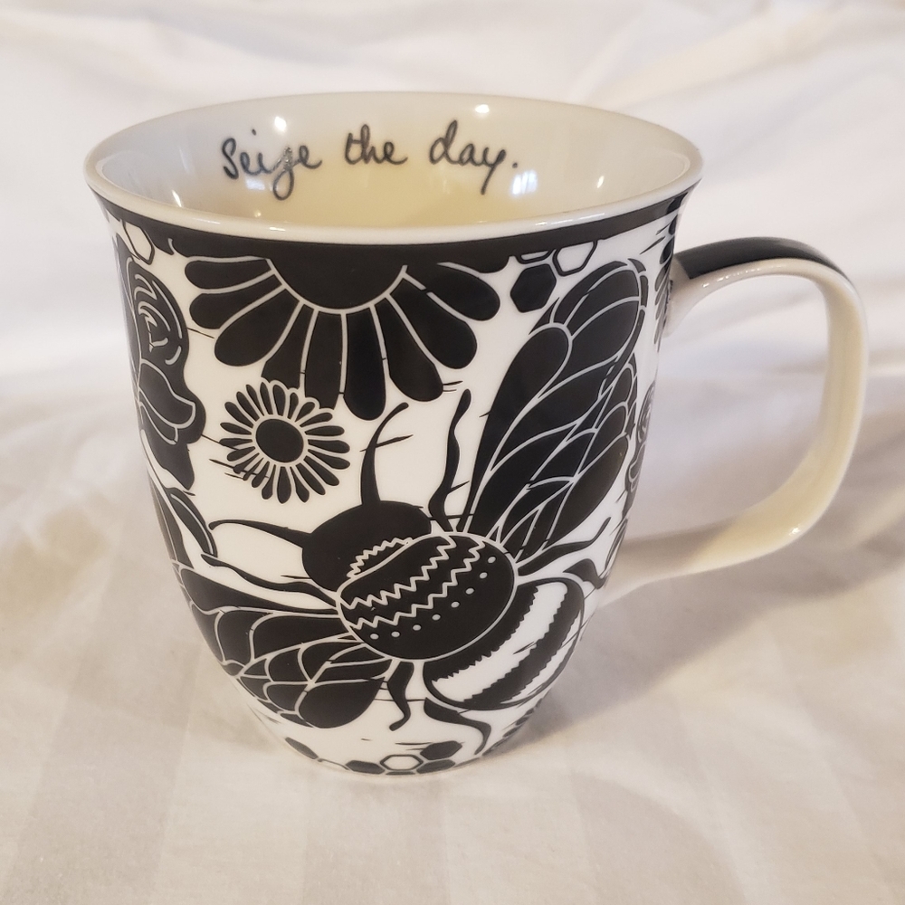 Karma Black & White Mug - Floral with Bee
